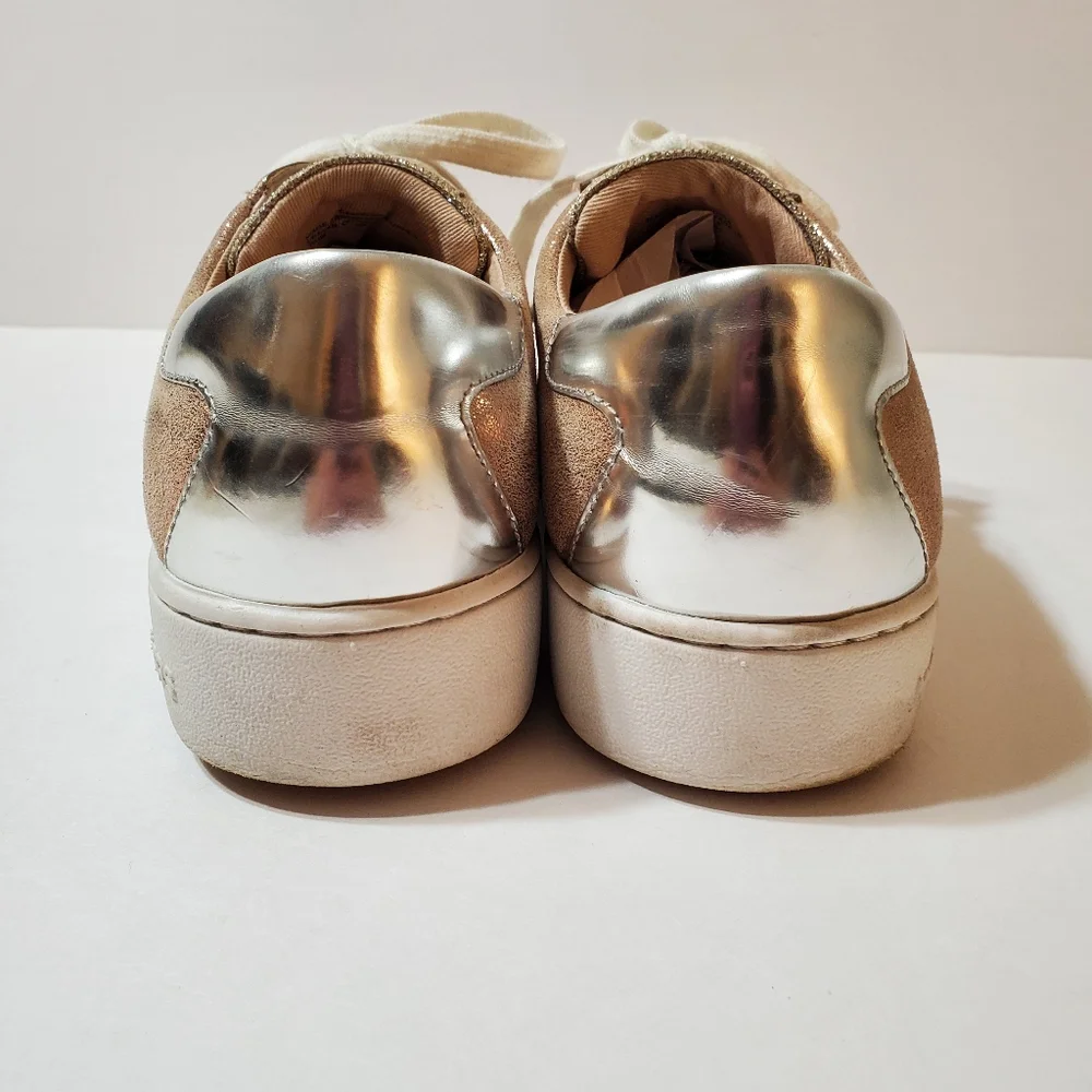 Michael Kors Keaton Stripe Metallic Mixed Leather Sneakers